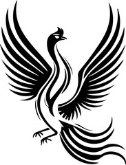 Phoenix Bird Logo Vector, Fire Winged Mythical Creature Symbol