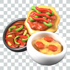 Appetizing vector composition of 3D Mexican dishes. Template for advertising cafeteria, restaurant