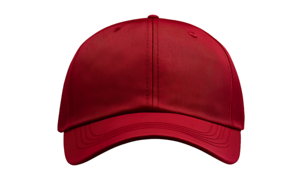 Red baseball cap mockup isolated on transparent background