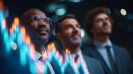 Business Team Analyzing Economic Growth Charts in a Collaborative Setting