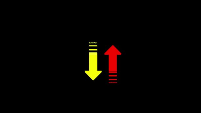 Up and Down arrow icon animation on black background. direction arrow icon motion. Sweep up down 4k video footage.