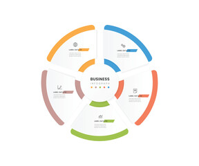 Business process 5 section circular diagram infograph