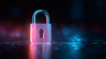 Digital Padlock Icon for Cybersecurity Protection