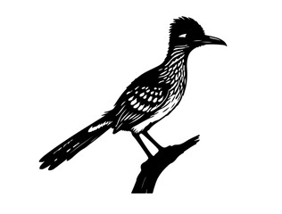Roadrunner in silhollouette vector image white baclground.