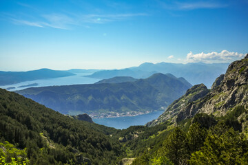 Aerial View of Kotor Bay in Summer, Montenegro – Scenic Coastal Landscape