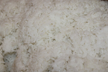 Close-up of Steamed White Rice, a Staple Food