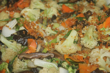 Close-up of Vibrant Indonesian Cap Cai : Mixed Stir-fried Vegetables