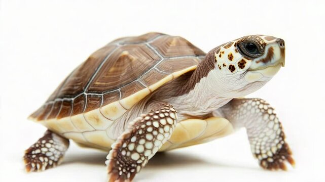 Close-up of a turtle on a white background