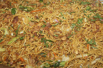 Close-up of Delicious Indonesian Mie Goreng with Crispy Fried Shallots