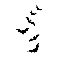 flying bats silhouette group
