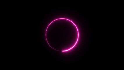Abstract neon circle loading icon illustration on black background. glowing neon circle icon