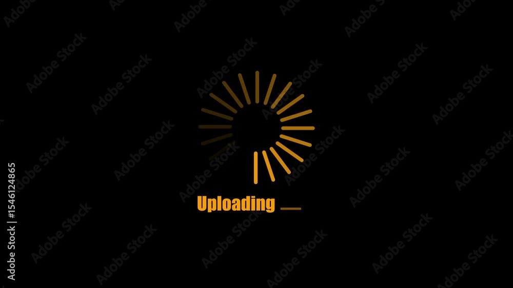 Poster uploading circle animation on black background. uploading circle icon motion graphics. rotating 4k v