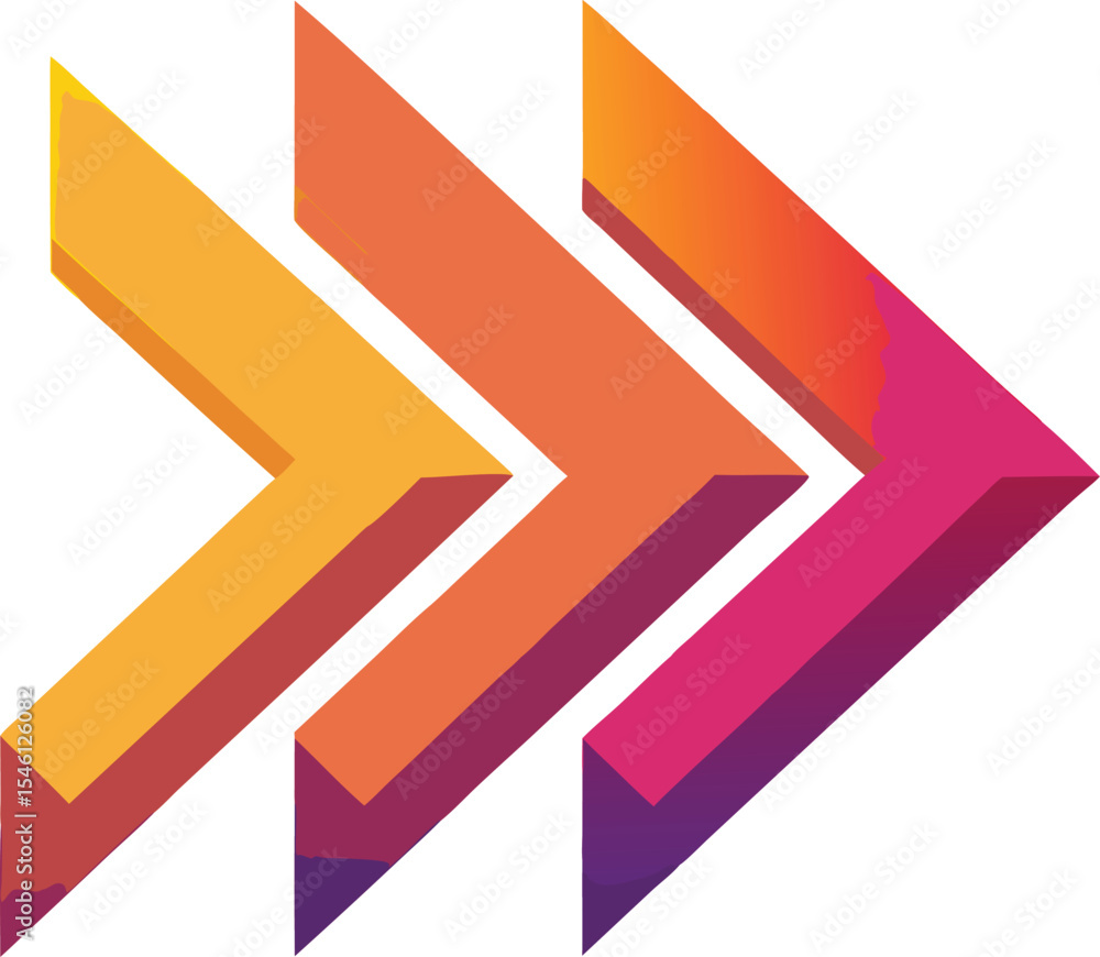 Aufkleber three overlapping gradient arrows directing forward motion with geometric precision