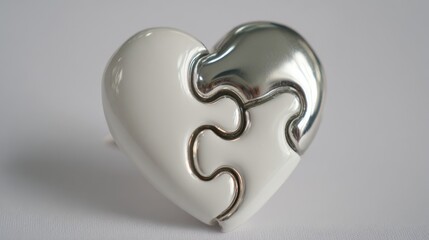 Creative brooch in puzzle piece shape with glossy finish on white