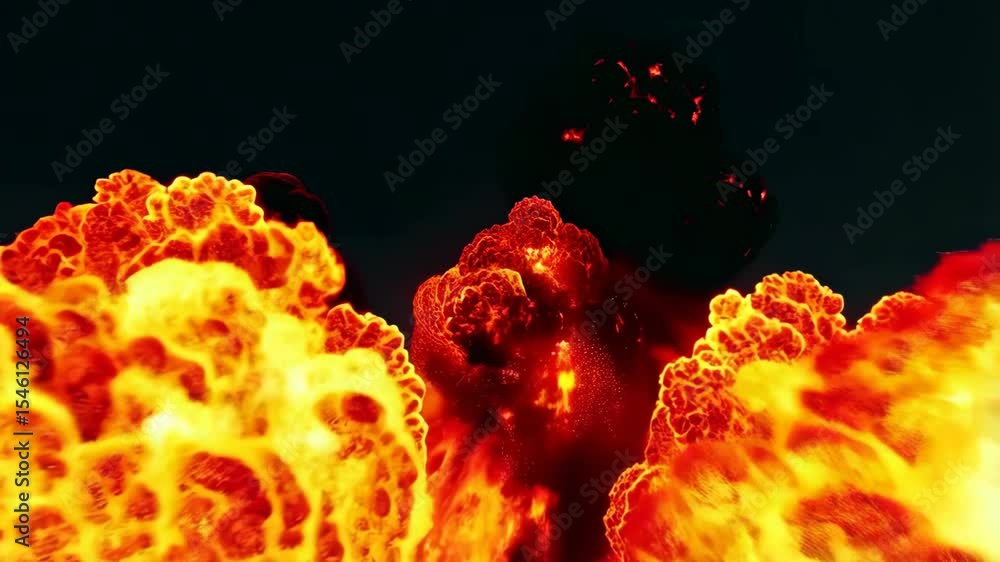 Poster Intense fiery explosion sequence captivates with dynamic fireball progression