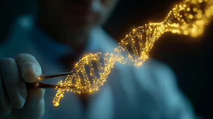 Innovative Scientist Cutting DNA Molecule in Vibrant Genetic Analysis