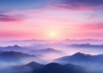 Fototapeta premium Pink and Orange Sunset Over Snowy Plain