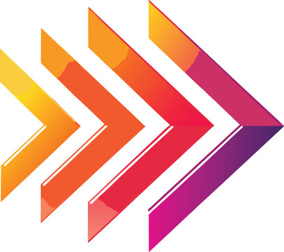 Triple Overlapping Chevron Arrows: Gradient Transition in Rightward Motion
