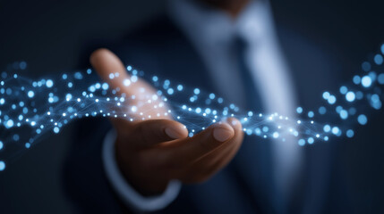 Digital Businessman Collaborating in a Dynamic Data Exchange Network