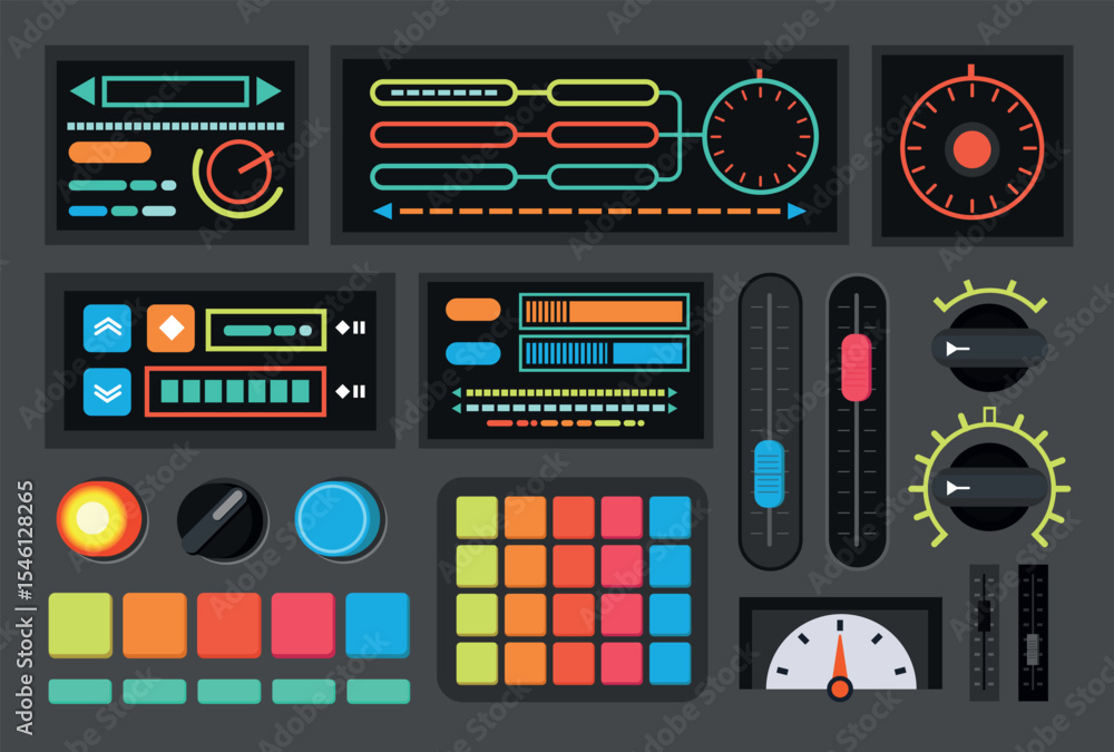 Fototapete Minimal control icons collection for web applications and settings menu