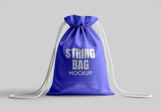 Mockup of Customizable Drawstring Bag PSD Template