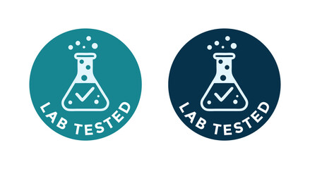 Lab Tested Beaker Checkmark Circle Icon Set Scientific Approval