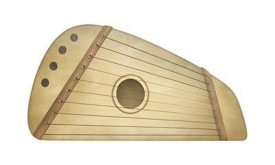 Kantele stringed instrument close-up on transparent background.