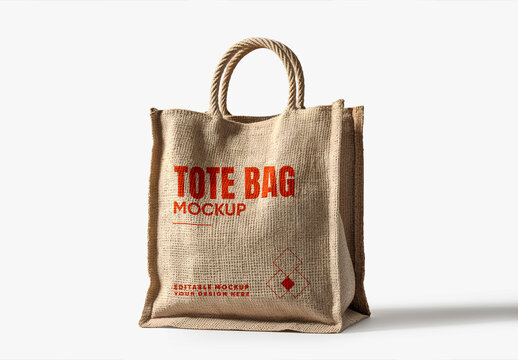 Natural Jute Tote Bag Mockup for Eco-Friendly