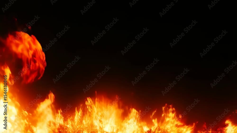 Poster fiery explosion sequence with blazing flames and dynamic sparks