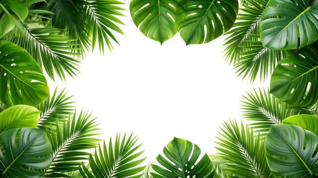 Tropical Leaves Frame Animation - Perfect for Summer and Vacation Video Projects, Nature Scene