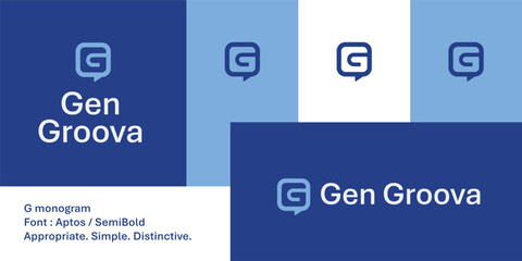Modern geometric G letter logo in speech bubble icon for tech and AI