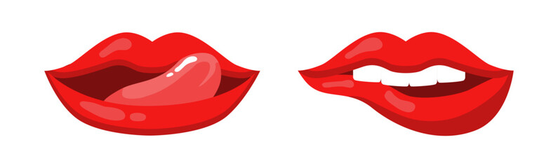 Sexy lips of women or girls flat vector illustrations set
