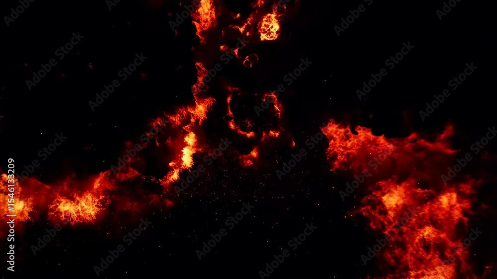Poster intense fire explosion sequence with dynamic flames and smoke transition