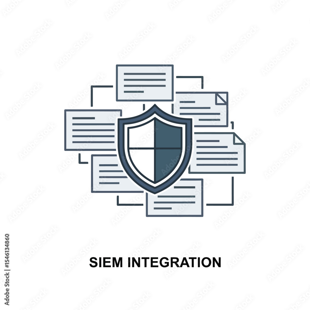 Aufkleber blue gray shield protecting data documents network security system integration