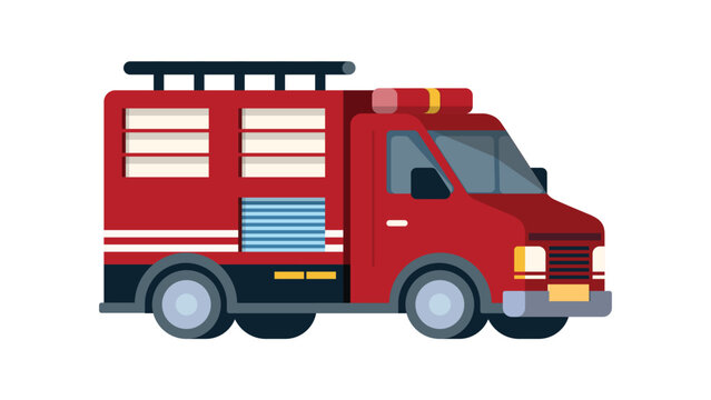 Fototapeta Flat Vector Fire Truck Illustration – Emergency Rescue Vehicle