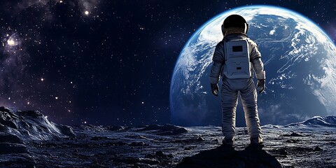 Astronaut on the Moon A Lunar Landscape