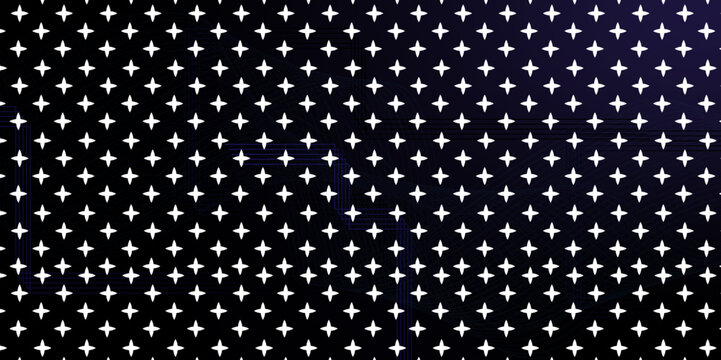 Abstract Trendy monogram Pattern. Shinning silver polka star, luxury creative digital abstract texture pattern background. Design element. Random Stars on black background. 