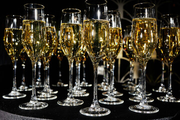 Elegant Wine Glasses with Wine on a Table