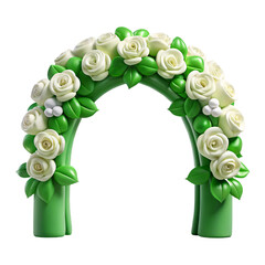 Wedding Arch with Floral Decoration of White Roses and Greenery