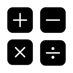 Obraz premium Math Symbols Icon Set - Plus Minus Multiply Divide - Black Rounded