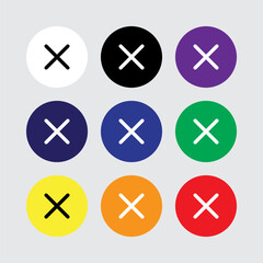 Multiply Icon Set Colorful Circle Button Symbols