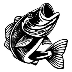 Striking Largemouth Bass Illustration with Open Mouth a Symbol of Angling and the Thrill of Catching this Iconic Freshwater Fish
