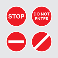 Solid Circle Stop Signs Set