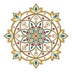 Traditional Mandala Ornament with Gold Line Art