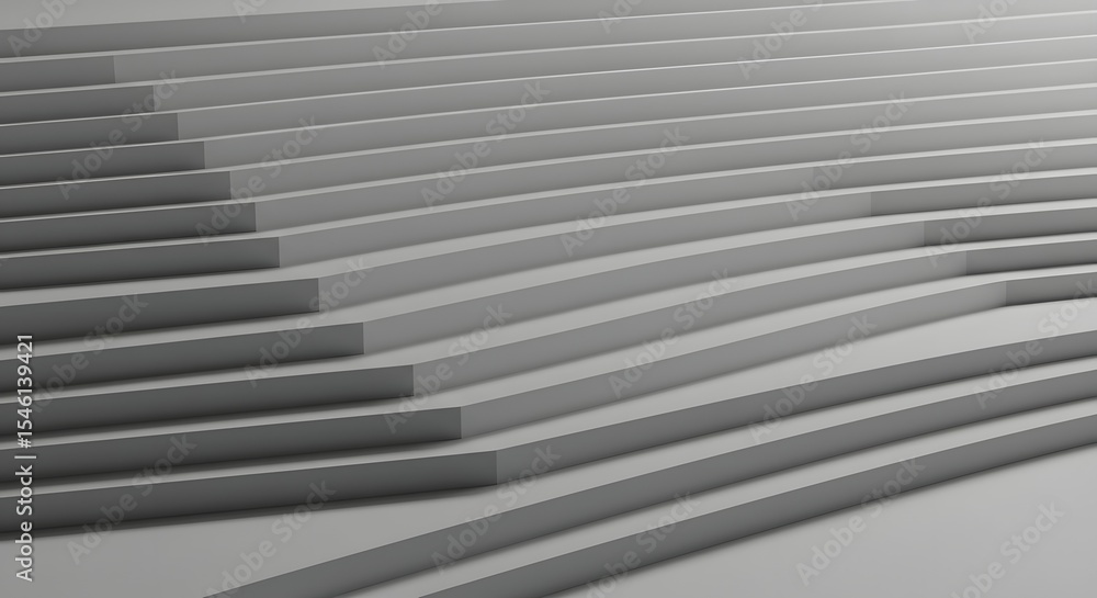 Fototapete abstract monochrome image showcasing a repetitive pattern of horizontal steps or platforms