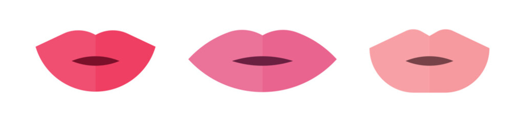 Sexy lips of women or girls flat vector illustrations set