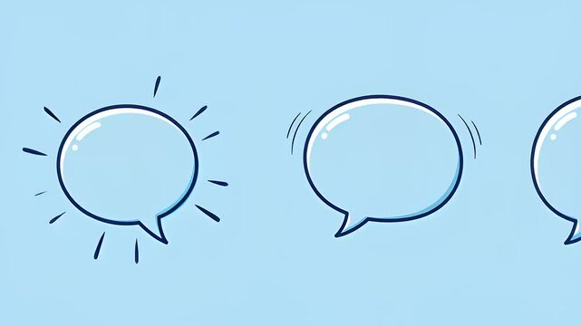 Colorful speech bubbles on a light blue background, ideal for communication-themed graphics