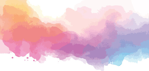 Obraz premium Abstract Watercolor Wash with Soft Pastel Colors Perfect for Backgrounds and Textures Featuring Shades of Pink Purple Blue and Orange on a Clean White Canvas