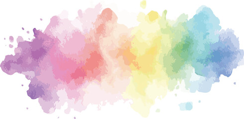 Fototapeta premium Colorful Watercolor Stain with Rainbow Gradient Isolated on White Background Artistic Brushstroke Texture for Creative Design Abstract Illustration for Backgrounds and Decorative Elements
