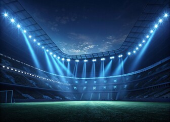 Stadium Lights with Bright Spotlights and Glowing Blue Illumination